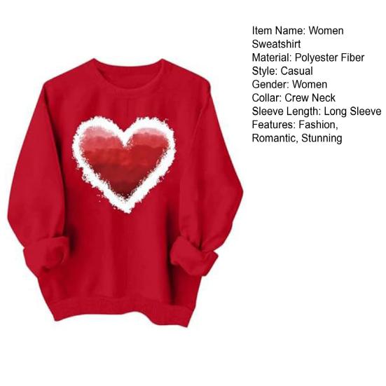 Valentinstag Sweatshirt für Damen Liebesherz Grafik Pullover Rundhalsausschnitt Oberteile Herbst Lässige Langarmshirts