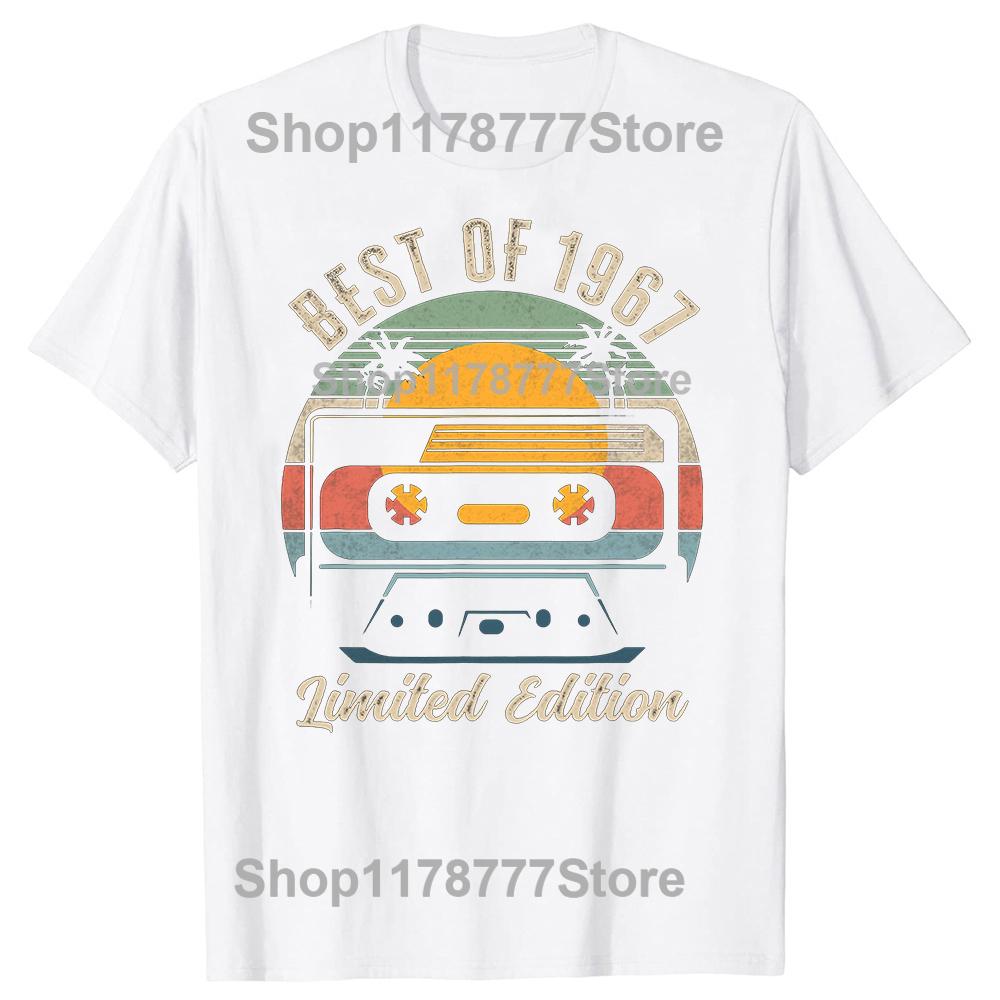 New Men 1967 Music Cassette 58th Birthday Gifts 59 Years Old T Shirt Oversize Printed Casual Tee Shirt Casual Short Sleeve