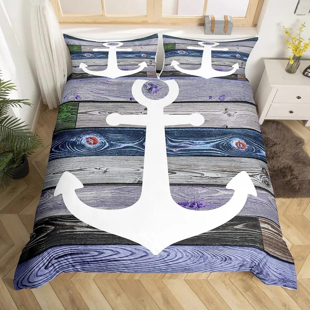 Rustic Wooden Barn Duvet Cover Set Wood Rustic Bedding Set Full King Size,Farm Farmhouse Comforter Cover,Plank Wall Quilt Cover