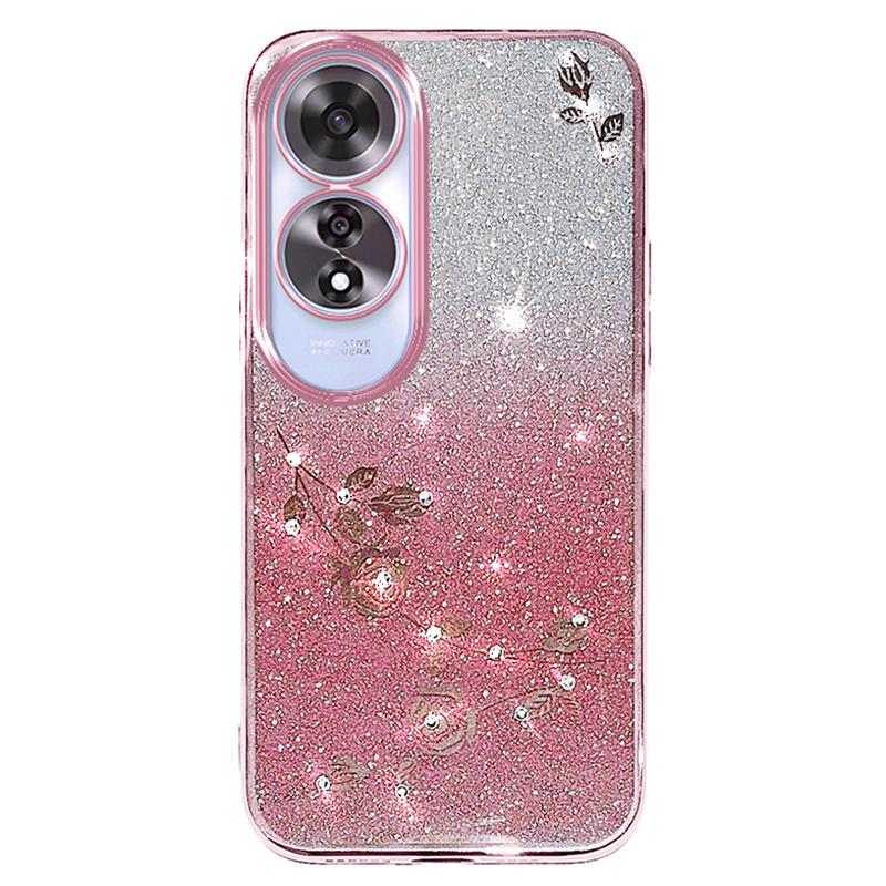 KADEM For Oppo A60 4G TPU-deksel Rhinestone-dekorasjon Telefondeksel Blomstermønster