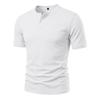 Men Henley Collar Short Sleeve Quick Dry Mesh Casual Sports Loose T Shirt