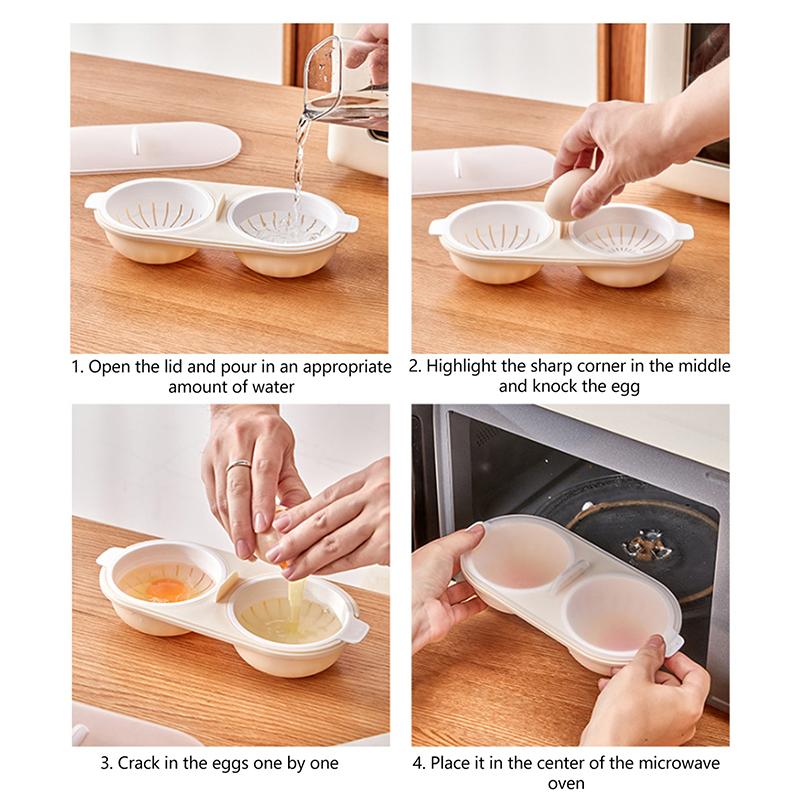 Microwave Eggs Poacher,Double-Cup Egg Boiler,Kitchen Gadget,  Spring Egg Mold,Cooking Tools,Clear Water Lotus Egg Maker