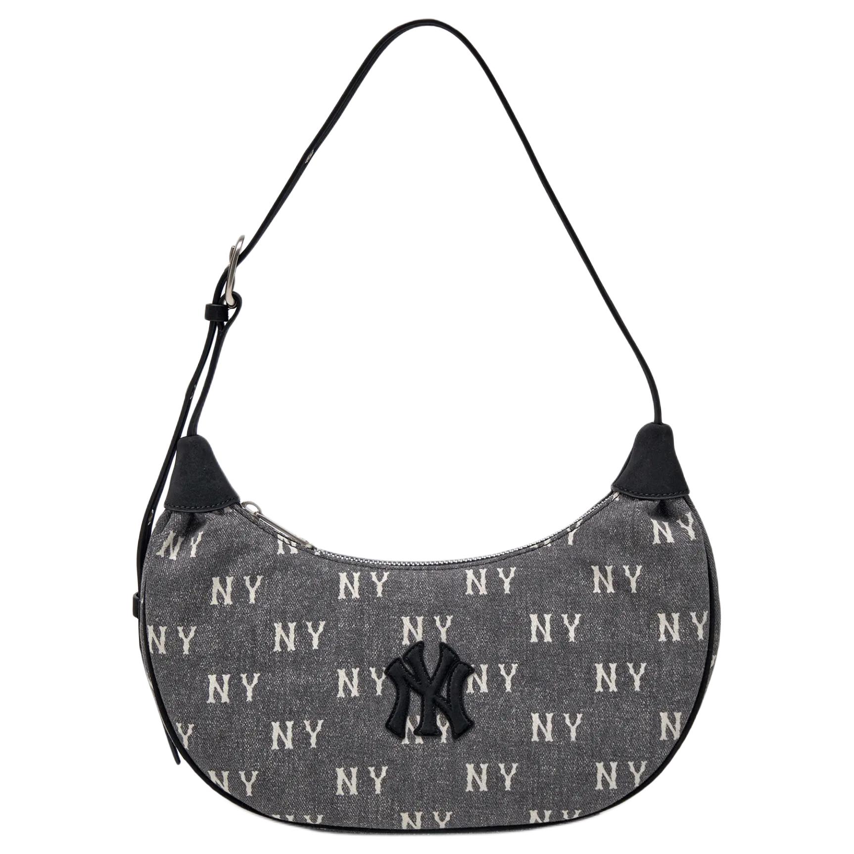 MLB New York Yankees 25SS Vintage Fashion Large Logo Cotton Crossbody Shoulder Bag Unisex bags Charcoal-Gray 3ABQMV55N-50CGS Basic Set (Bag)