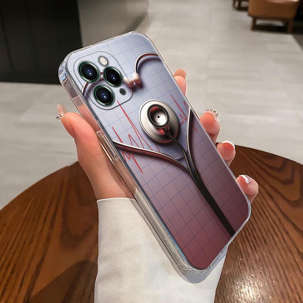 Krankenschwester Medizin Gesundheit Herz Transparente Hülle Für Apple iPhone 17 16 15 14 13 12 11 Pro Max 16 Plus 16E 17Air Handyhülle