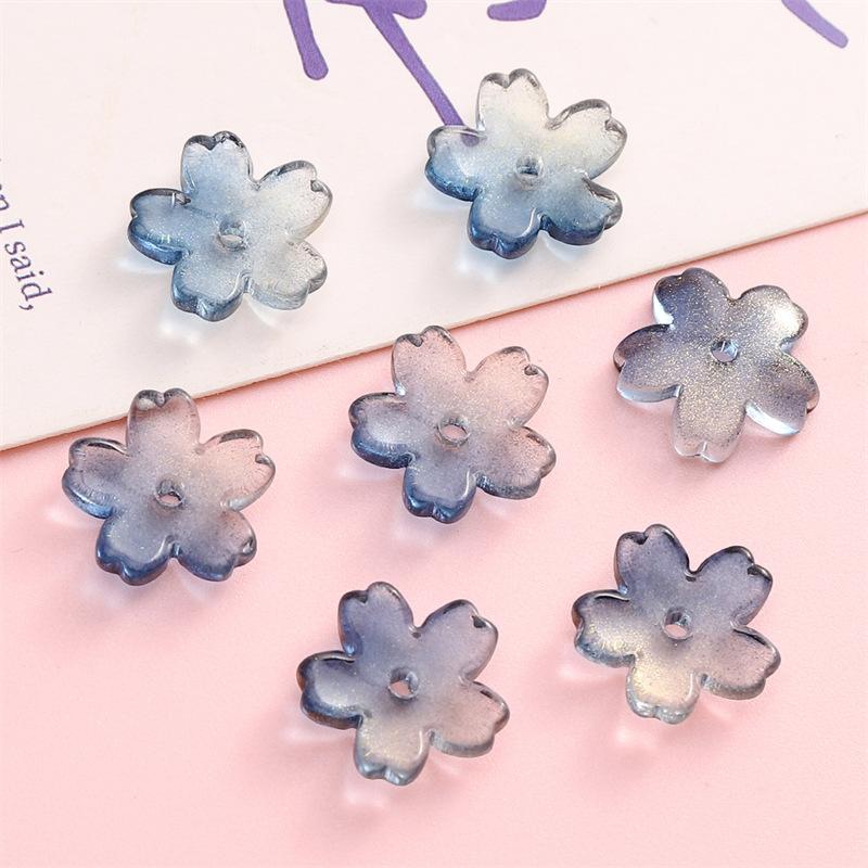Glass Gradient Cherry Blossom Three-dimensional Accessories Beading Accessories Handmade Diy Bracelet Spacer Beads Accessories Strings Loose Beads