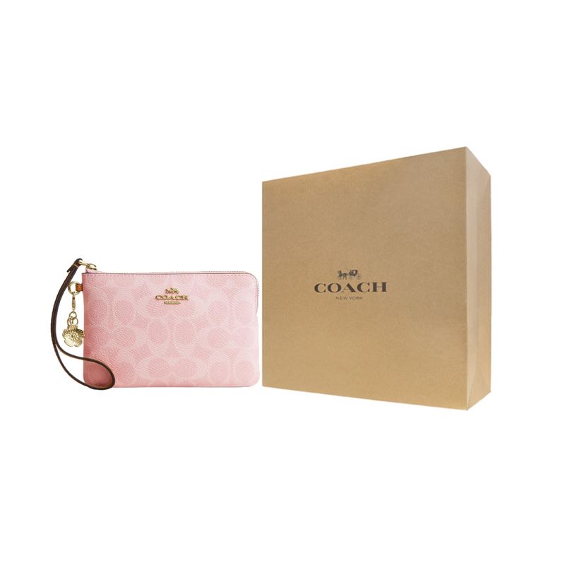 Coach Reißverschluss Faux-Leder Clutch Damen Clutch Staubiges Rosa CEF72-IMPO