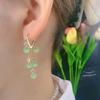1 Pair Ladies Earrings Eye-catching Fine Workmanship Tassel Golden Plated Delicate Polishing Dress Up Vibrant Color Green Simulated Emerald Earrings