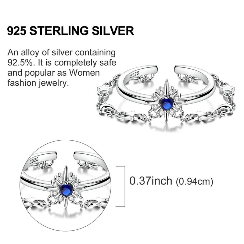 Rings Authentic Original Copper Metal Rings Blue Bow Zircon Adjustable Open Double Layer Rings Designed For Women Man High Quality Fine Jewelry