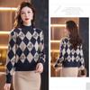 Fall/Winter Vintage Jacquard Sweater Women High Neck Knit Sweater Short Thick Loose Print Knitwear Top Jumper