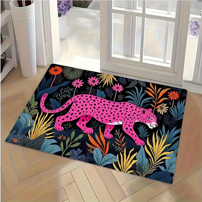 Leopard Print Tropical Doormat Rug Entrance Mat for Home Decor Jungle Cat Mat Outdoor Welcome Mat 40x60cm