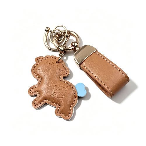 Cute lamb keychain fashion leather braided rope cartoon cute car key chain bag lamb pendant