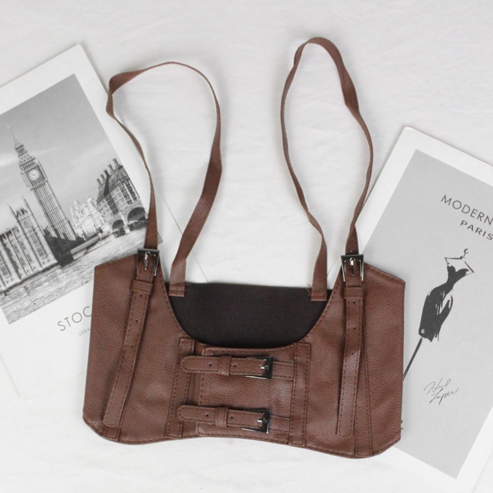 Slimming Body Lolita Belts Extra Wide Waistband Elastic Waist Strap PU Leather Cummerbund