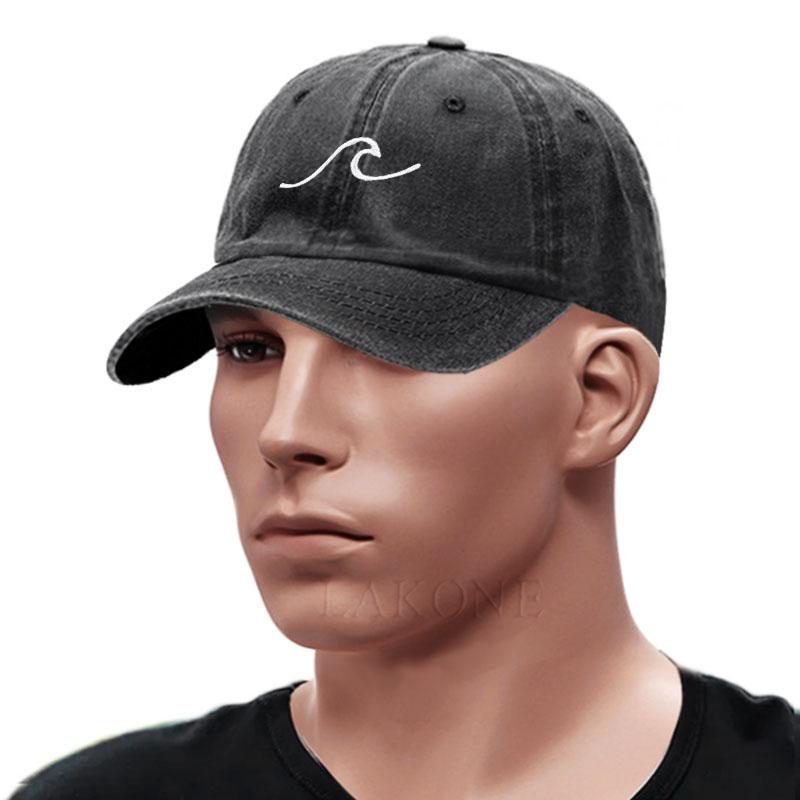 Men'S Baseball Cap Women'S Washed Cotton Waves Embroidery Embroidery Dad Hat Sport Golf Caps For Man Sun Hats Dropshipping