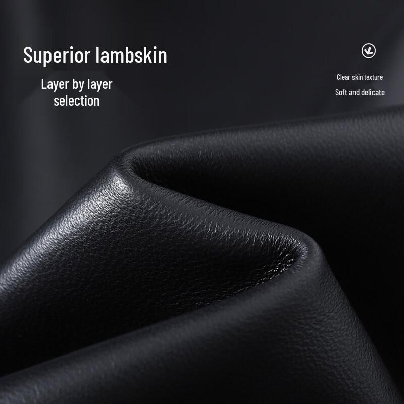 Futing Men's Lambskin Goose Down Leather Jacket with Mink Fur Collar