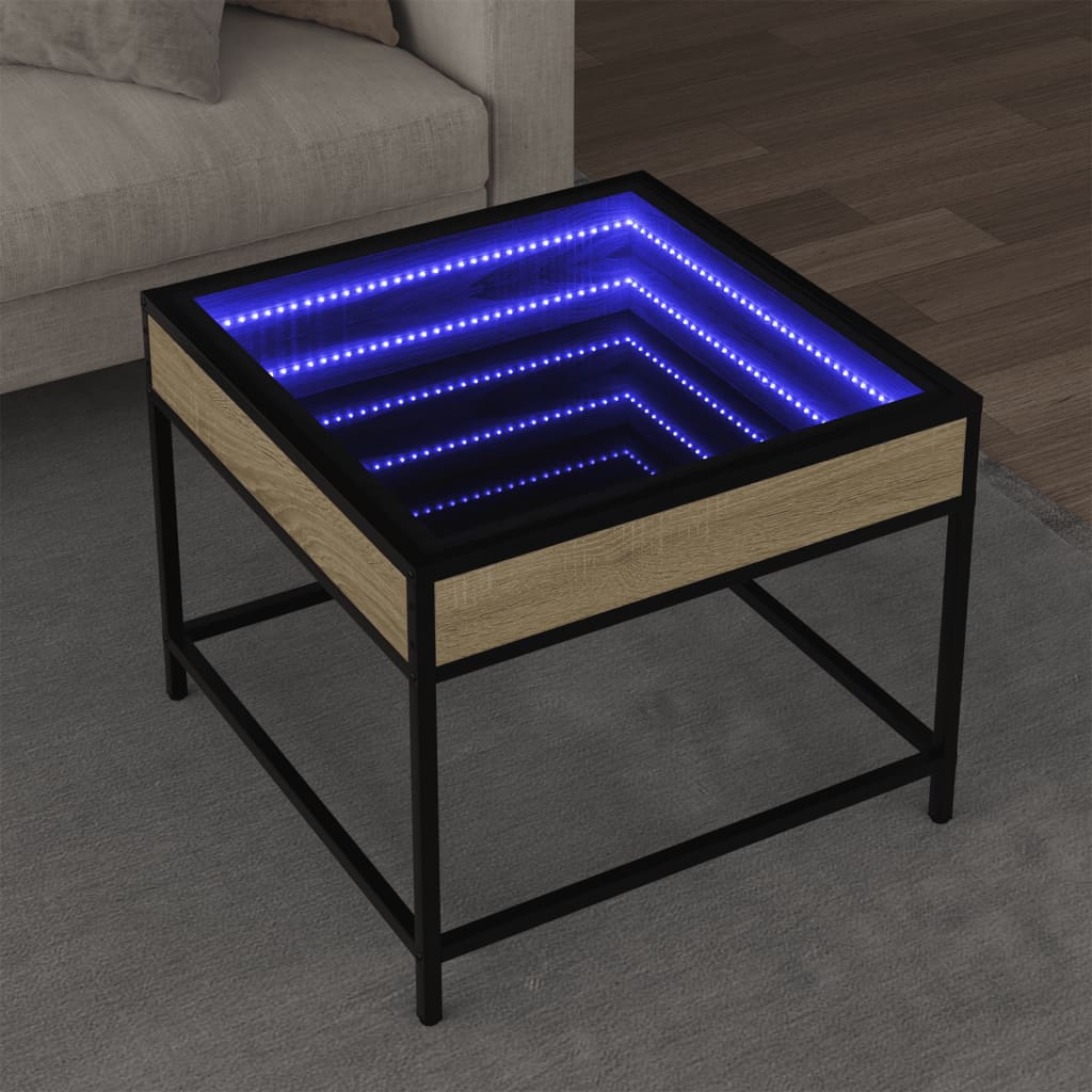 Infinity LED Coffee Table in Sonoma Oak 50 x 50 x 41 cm