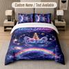 Unicorn Theme Custom Text Or Name 3Pcs Bedding Set 1 Flat Sheet & 2 Pillowcases Personalized Home Bedding