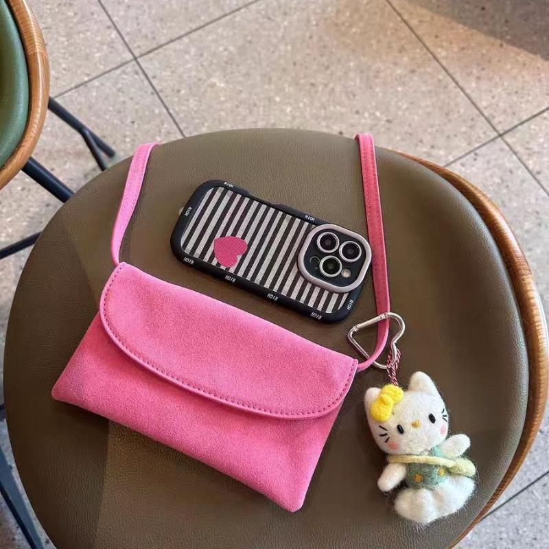 Rose red mobile phone bag women's new textured suede small bag versatile single shoulder messenger mini envelope bag