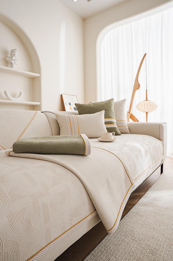 Mat, Blanket, Cover For Sofa Sofa 90X160 Cm, Cream, Golden Edge