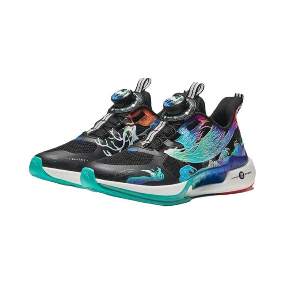 Anta Kids Wind Chaser 6 Comfortable Running Shoes Kids Sneakers Black Blue Green 312439902R-2