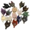 1Pc Natural Crystal Wolf Head Figurine 26×40mm Hand Carved Gemstone Animal Statue For Pocket Decor Crystal Collection