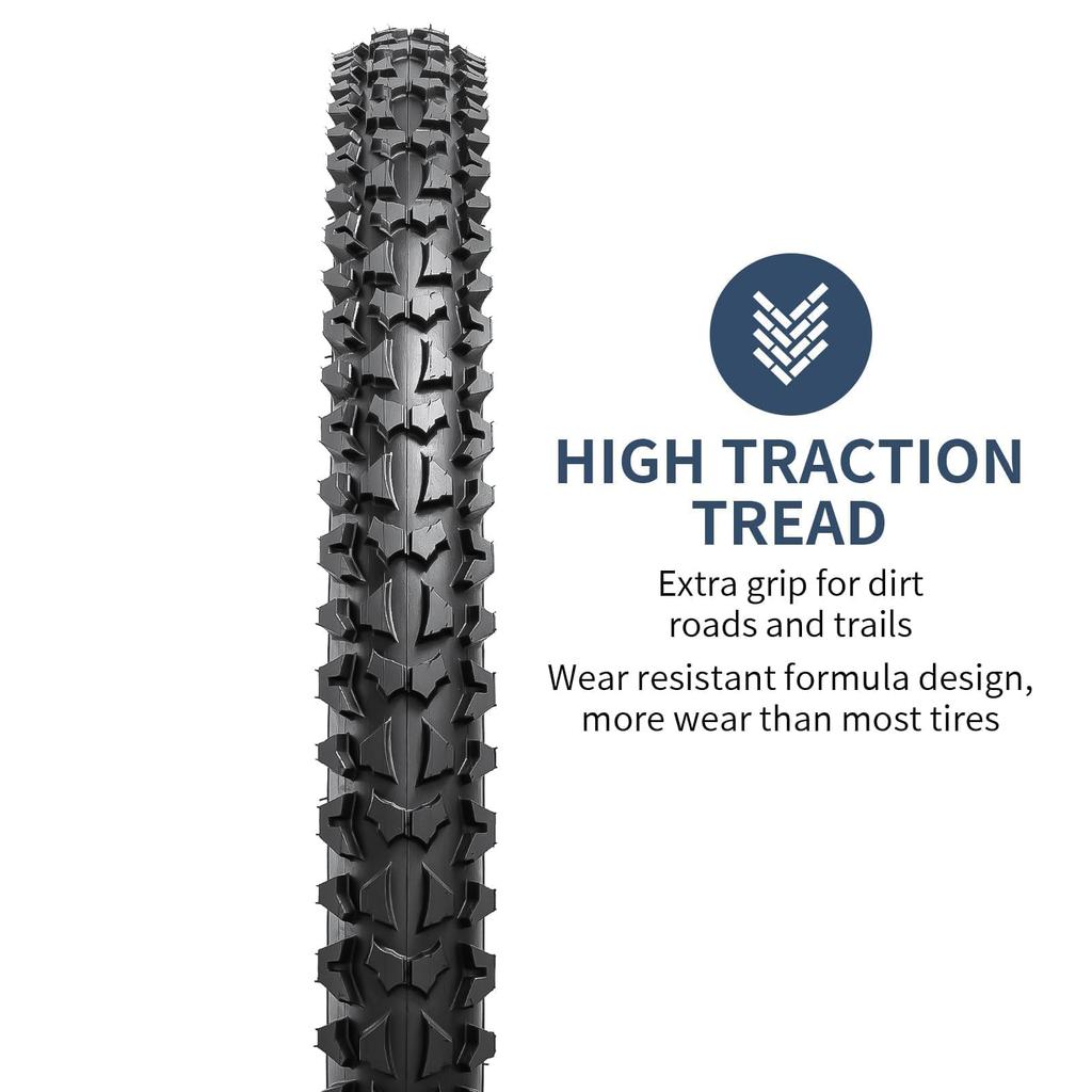 YunSCM Set of 2, 24x1.95 Tires, 24x1.95 53-507 Bicycle Tires + Tubes with 32mm Schrader Valves + Tire Levers, for 24-inch 1.95 Mountain Bikes, Y-1001A