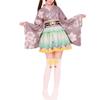 HONGFU Courtesan Long Kimono Dress Chiffon Cherry Blossom Japanese Style Yukata Costume Cosplay Costume with Obi Powder Women's (Gray)