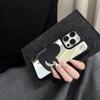 Ins Style Black Love Heart iPhone 15 Case with Mirror and Black Frame for 16 Pro Max