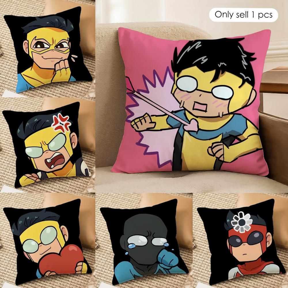 Cartoon I-Invincibles Anime Cushion Cover Soft Plush Fabric Double-Sided Printed Cushion Covers for All Seasons Home Decor