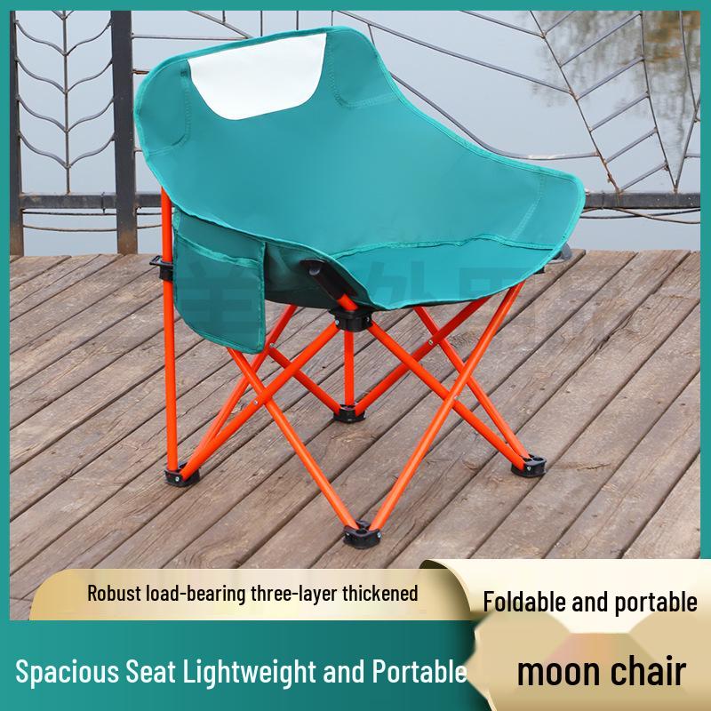 Portable High-Back Folding Moon Chair & Roll-Up Table for Camping, Dining, or Night Market