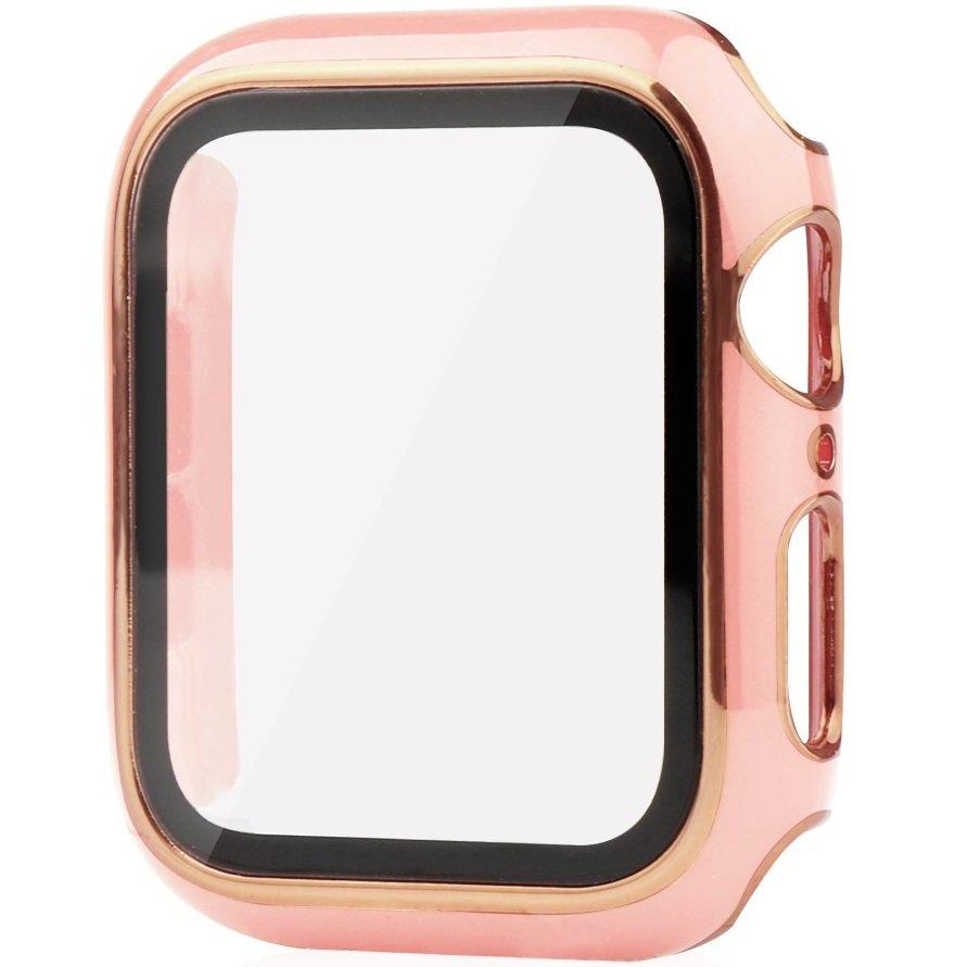 2in1 Case + Tempered Glass for Apple Watch 4/5/6/SE 40mm, Pink / Gold