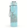 1PC Faint deer animal sketch print 750ml colorful plastic sports water bottle leakproof pop up lid with straw for outdoor work home use