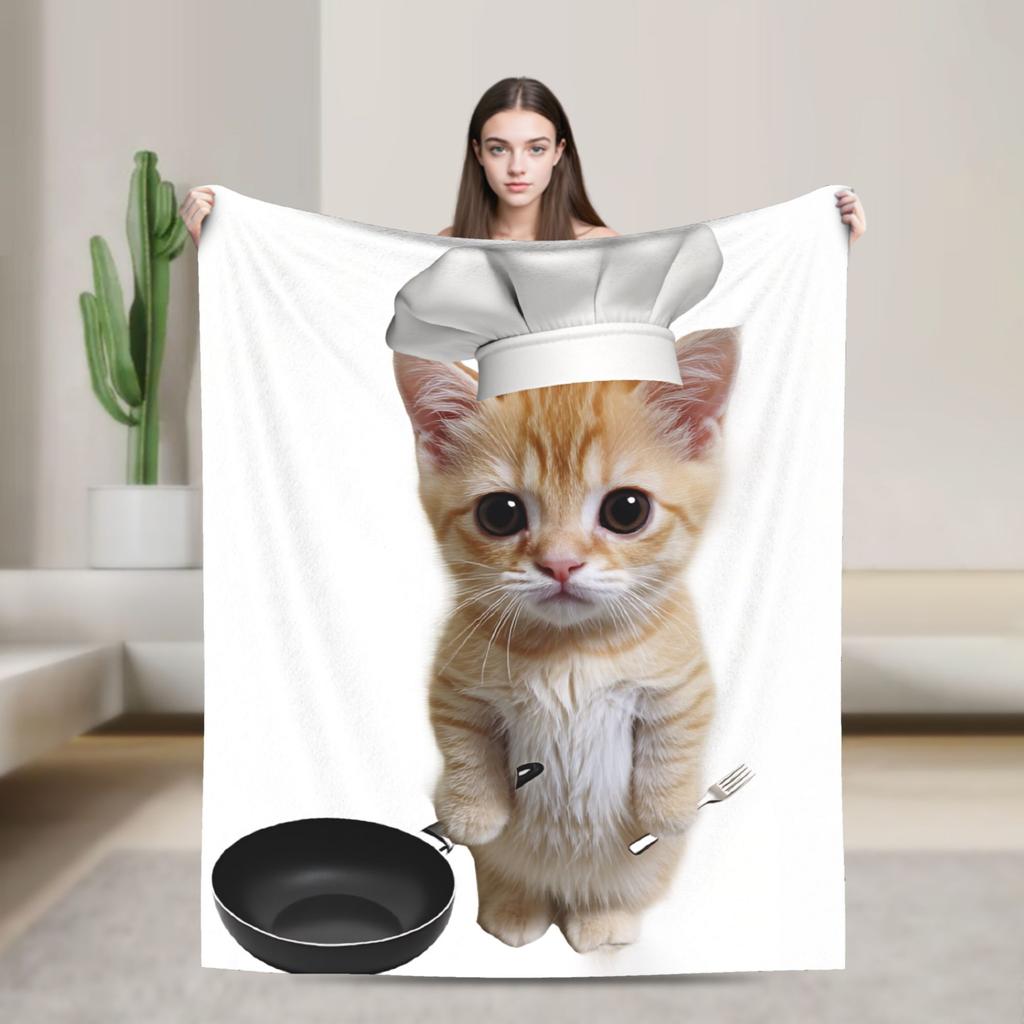 Funny Angel Meowl Cat Blanket Winter Comfortable Throw Blanket For Adults Girls Sofa Home Flannel Bedspread Bed Cover