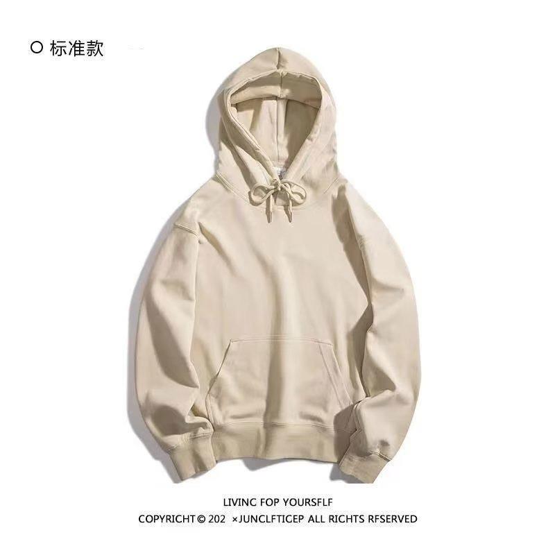 Solid color blank version hooded sweater women, loose velvet thickened long-sleeved top in autumn and winter
