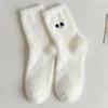 Dame Høst Vintersokker Søt Mønster Pluss Fløyelssokker Hvite Ekspresjons Midtube Sokker