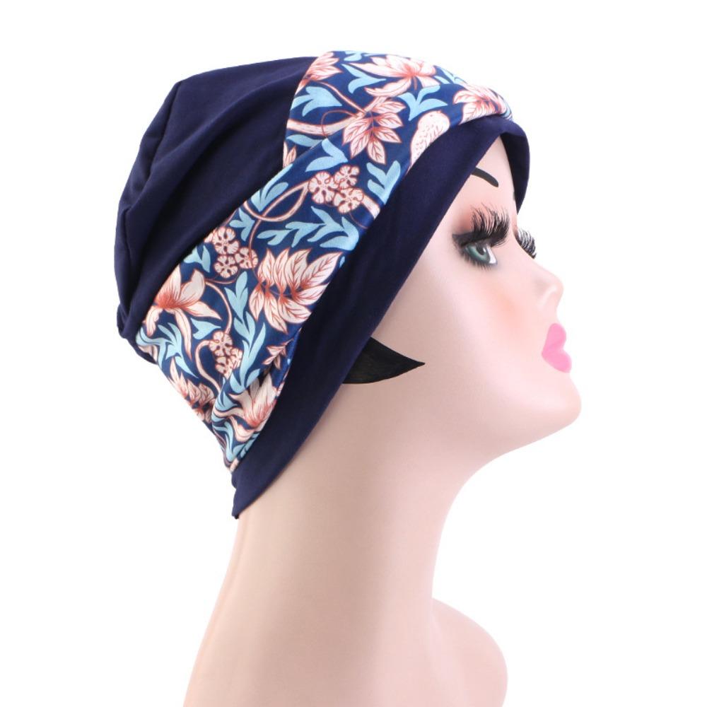 

New Flower Print Bohemian Headband Hat Comfortable Breathable Hair Care Cap Stretch Fabric Sleep Hat Women