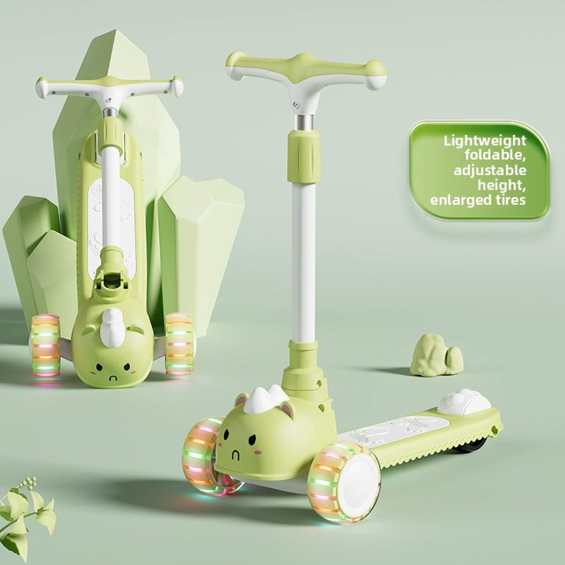 2-In-1 Children'S Scooter Baby Kickboard 3 Height Adjustable 3-Wheel Music Light Foldable Micro Kcik Scooter Boy Girl Ages 2-10