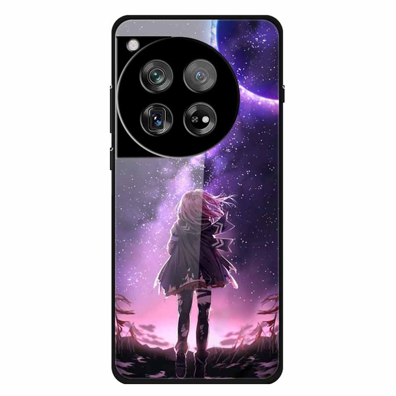 For Oneplus 12 12R Case Tempered Glass Luxury Hard Back Cover for Oneplus 12 12RCases Space Soft Bumpers for One Plus 12 5G Wolf