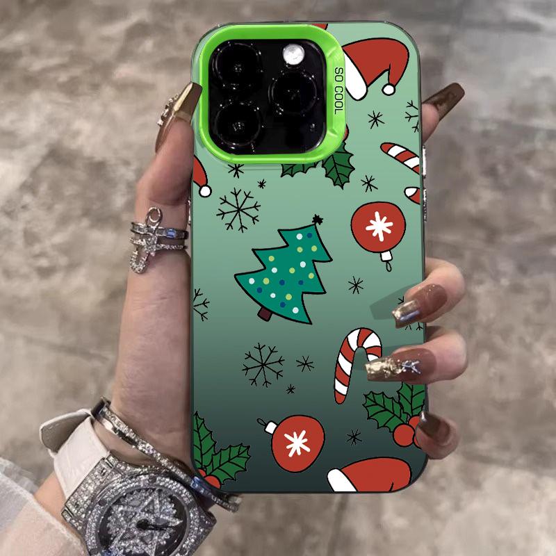 

For iPhone 17 16 15 14 13 12 11 Pro Max 17 Air 16E X XS XR Case Merry Christmas Cartoon Christmas Tree Electroplate Silver Cover iPhone17 Pro Max