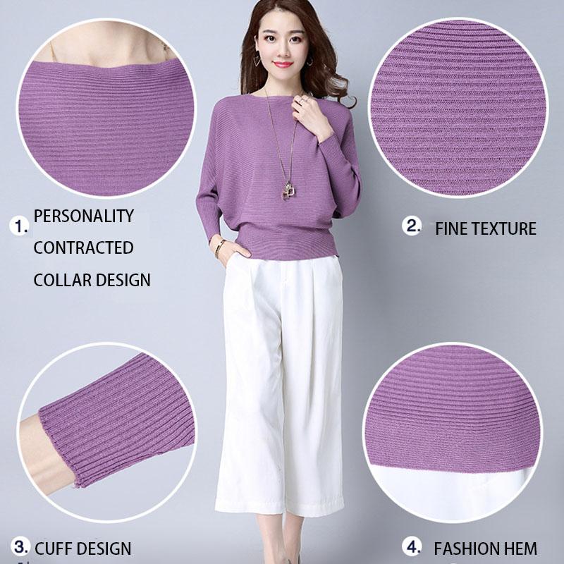 Suéter sexy con cuello barco para mujer, suéter de punto con manga de murciélago de talla grande