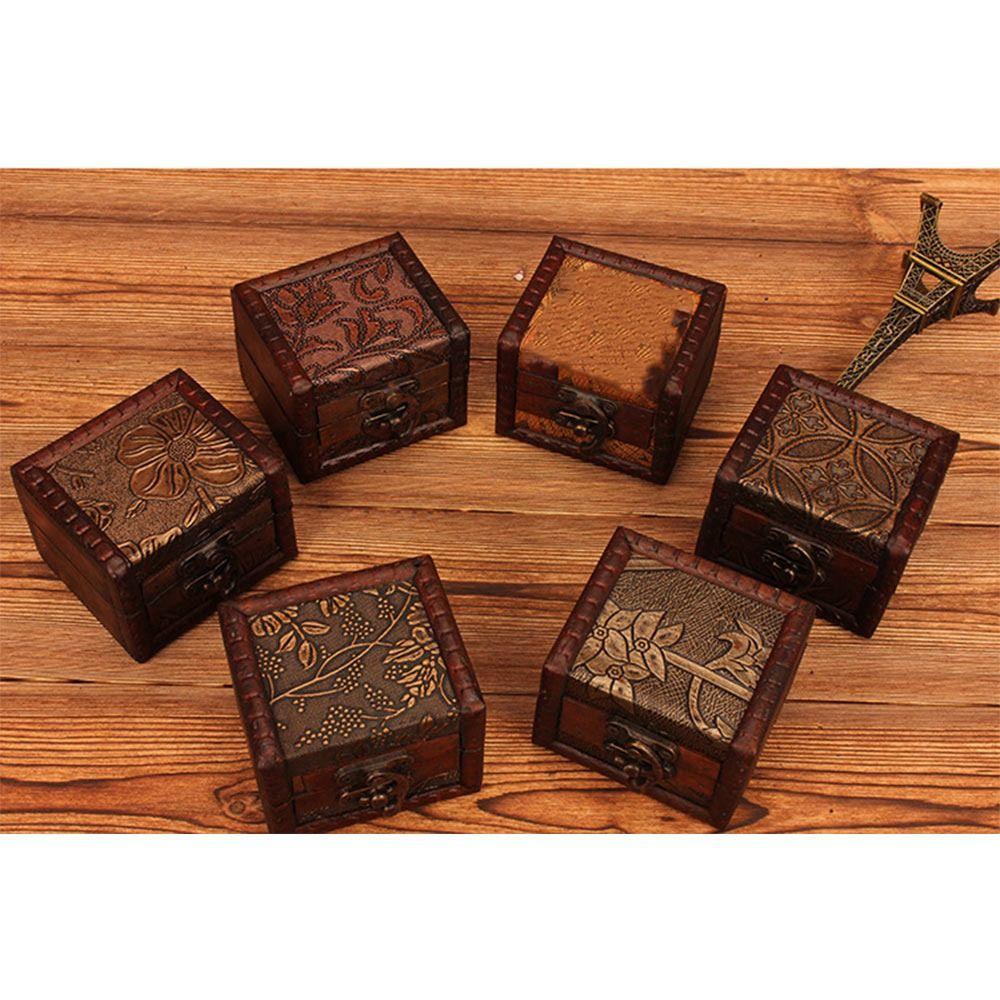 Cutie de depozitare retro din lemn, cutie maro cu comori, cutie mini vintage la modă, cadou