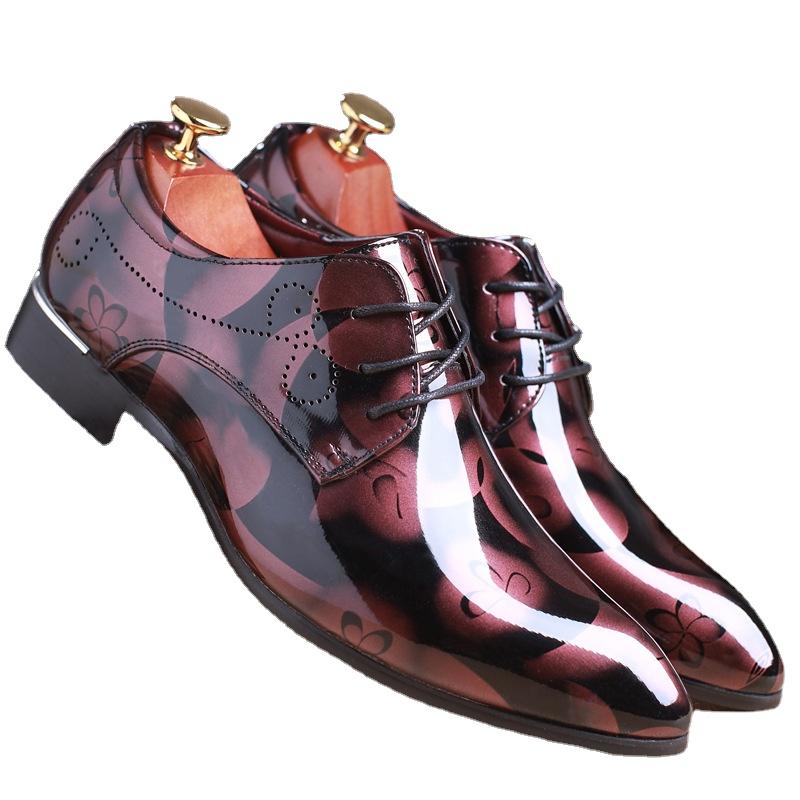 Office Men Dress Shoes Floral Pattern Men Formal Shoes Leather Luxury Fashion Groom Wedding Shoes Men Oxford Shoes Dress 37-50
