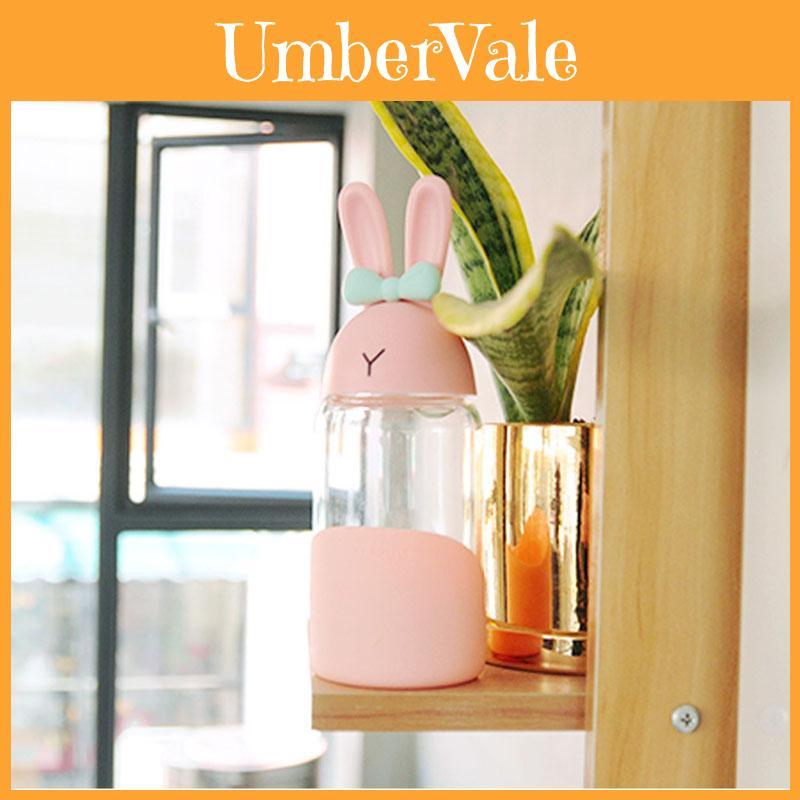 Cute And Stylish Rabbit Glass Water Bottle Girl Bunny Travel Mug Juice Cup