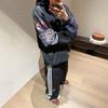 High Version Protocol Inverted Multi-element Splicing Contrasting Colors Men's and Women's Old Sweater Hooded Jacket