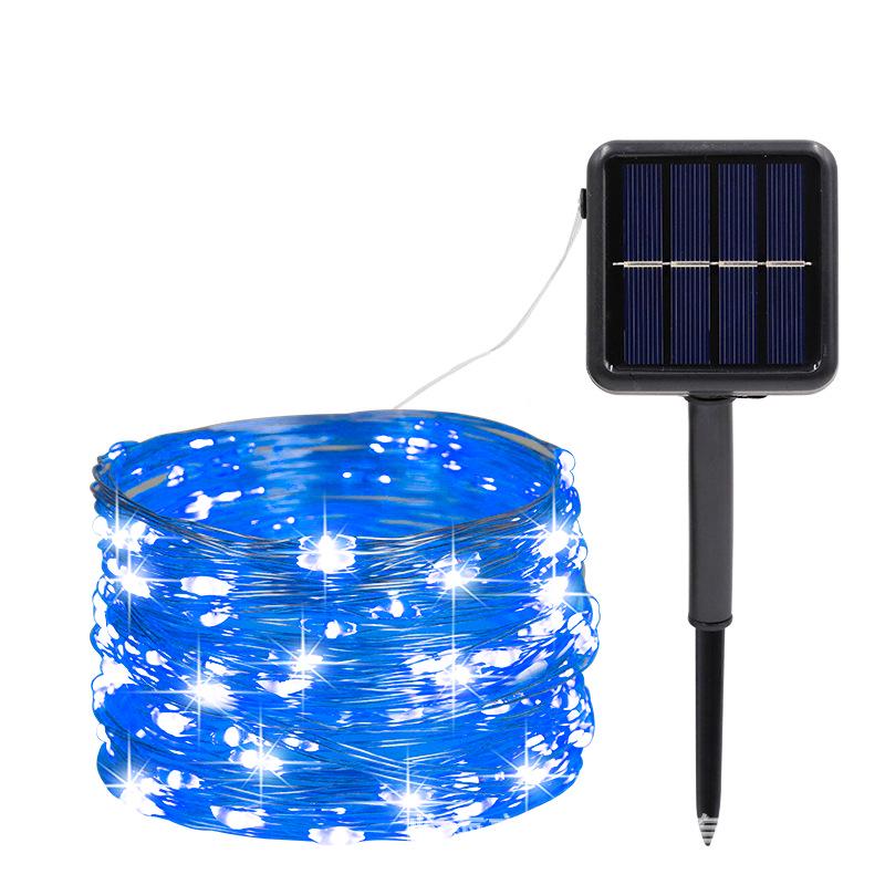 LED Solar Copper Wire Waterproof Outdoor String Lights - Colorful Flashing Christmas Courtyard Decoration