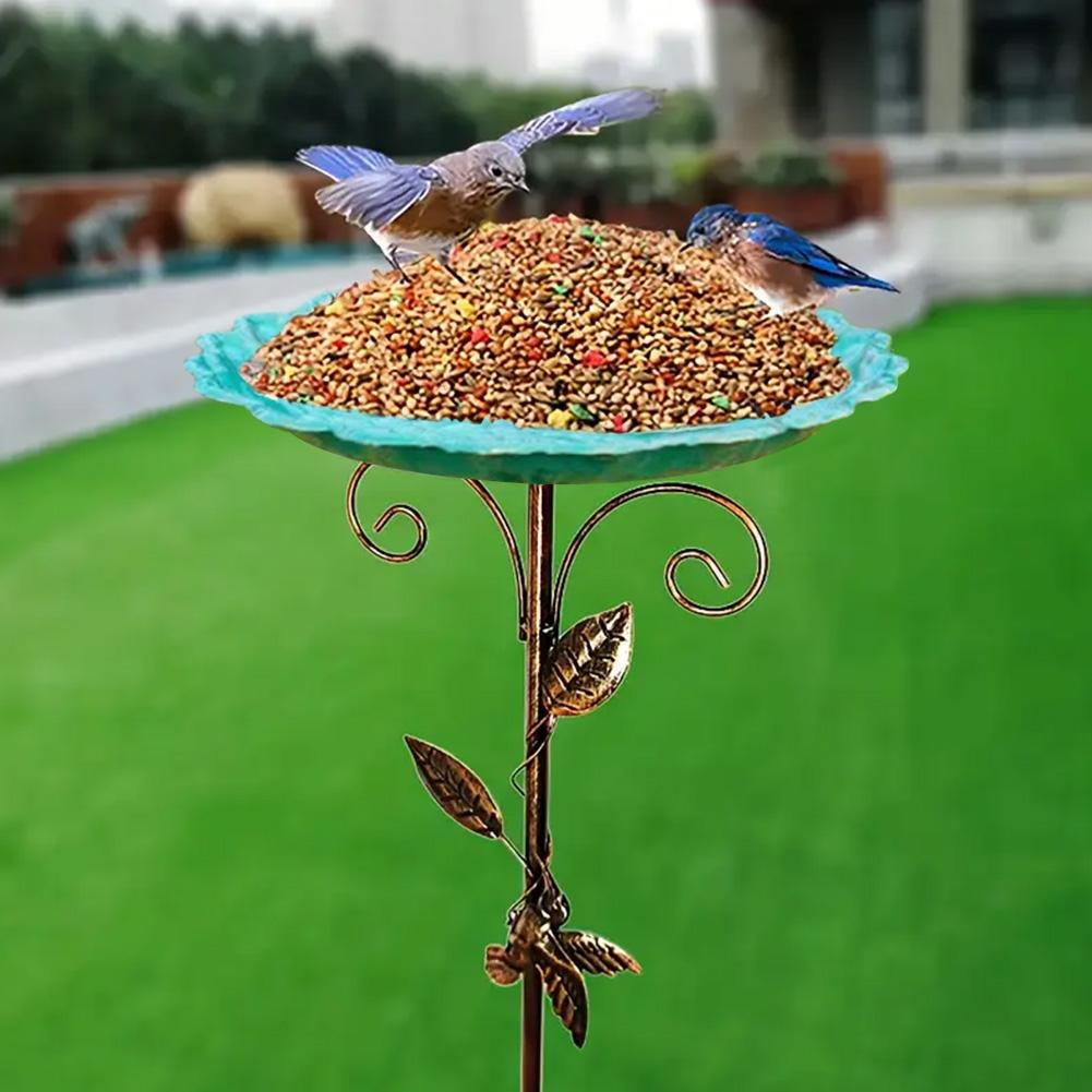 Vintage Bird Bath with Metal Stake Metal Bird Feeder Bowl Rust Proof Free Standing Birdbath for Garden Patio Yard Lawn