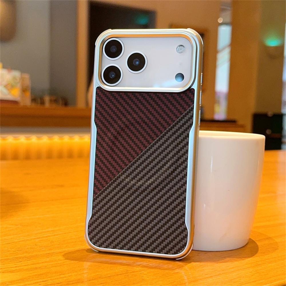 Carbon Fiber Pattern Magnetic Case For iPhone 17 16 15 Pro Max Plus Air For Magsafe Business Shockproof Retro Lines Cover