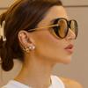 European and American personalized pilot steel ball earrings women's sunglasses advanced sense large frame sunglasses s