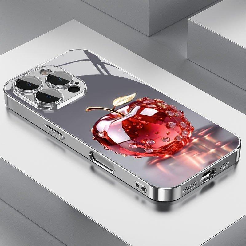 Luxury Aurora Diamond Water Drop For Apple Pattern Phone Case For iPhone 11 12 13 14 15 16 17 Pro Max Plus 16E 17Air Glass Cover