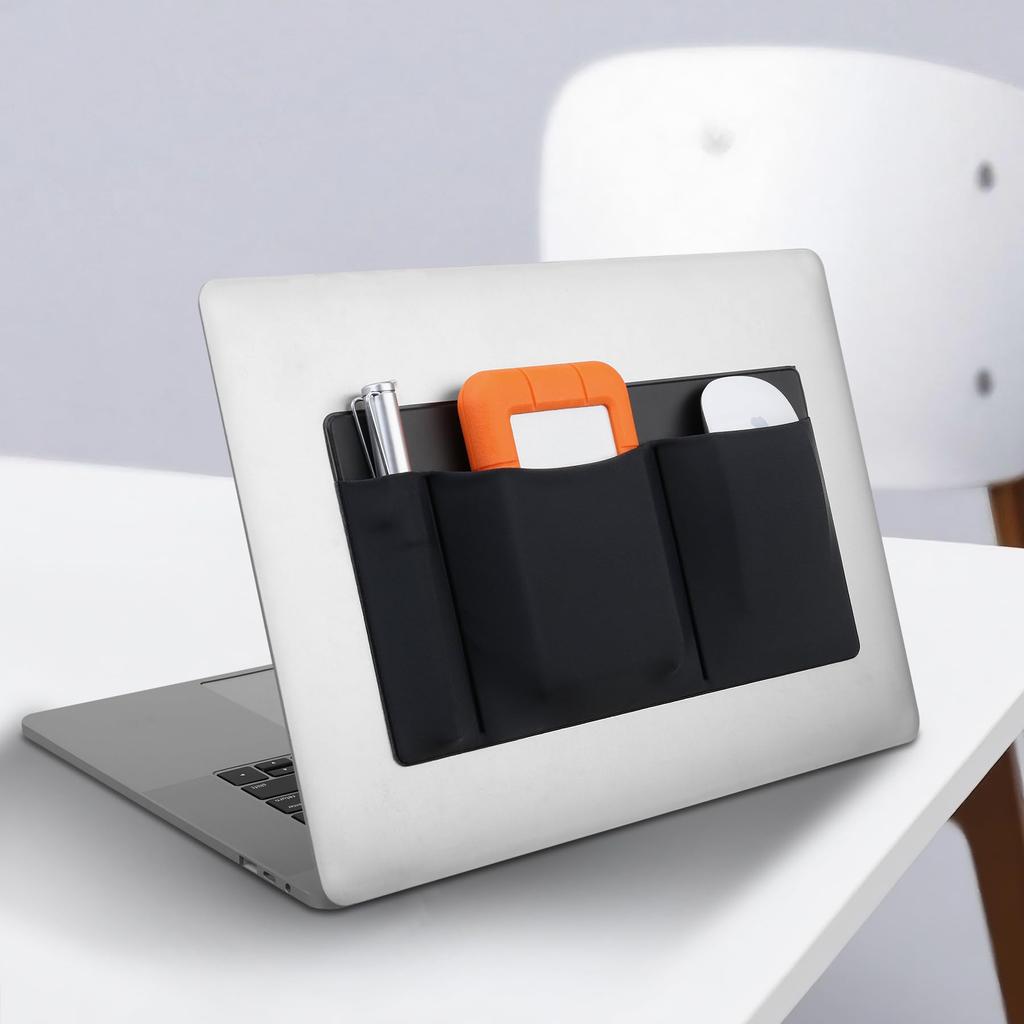 Lacdo Maus-Halter für Externe Festplatte Laptop-Tasche Organizer mit Taschen und Aufbewahrungshülle für und Schwarze 3-Taschen-Laptops, Selbstklebende Laufwerk/SSD