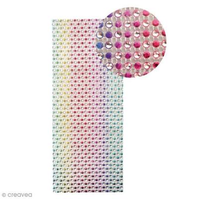 Selbstklebende Strassbänder - Hell mehrfarbig - 10 x 25,5 cm - 900 Strasssteine - Gemischt